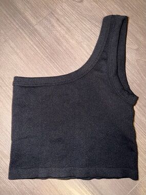 PAXTON S/M One Shoulder Ribbed Crop Top